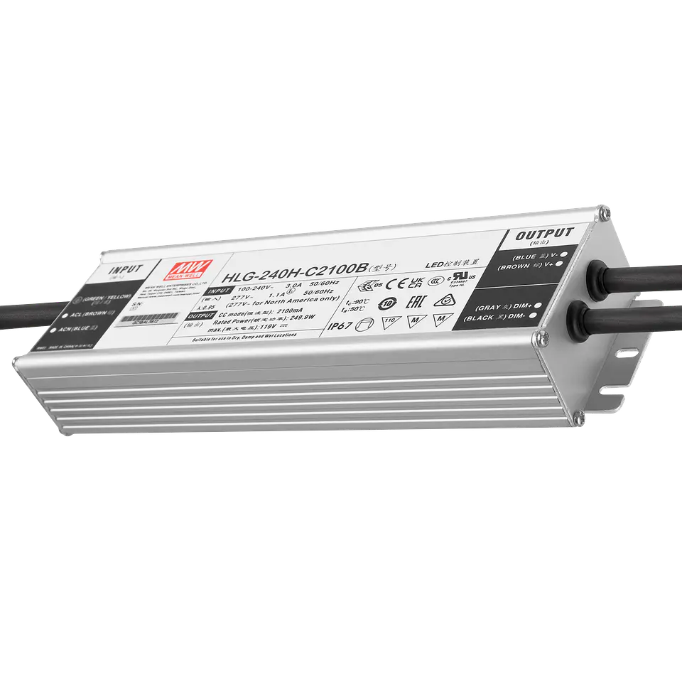 Driver de LED Meanwell 240W 90-305VAC 2100A IP67 2