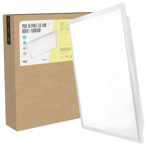 Pacote 10 Painel LED 40W 5000Lm 4200ºK 60x60Cm Alto LÃºmen UGR19 60.000H [BX3-LP-40W-U19-W]