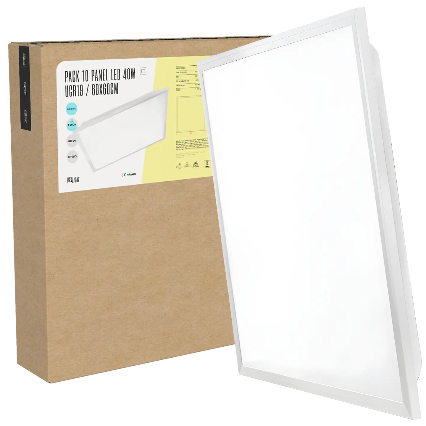 Pacote 10 Painel LED 40W 5.000Lm 6000ÂºK 60x60Cm Alto LÃºmen UGR19 60.000H [BX3-LP-40W-U19-CW] 1