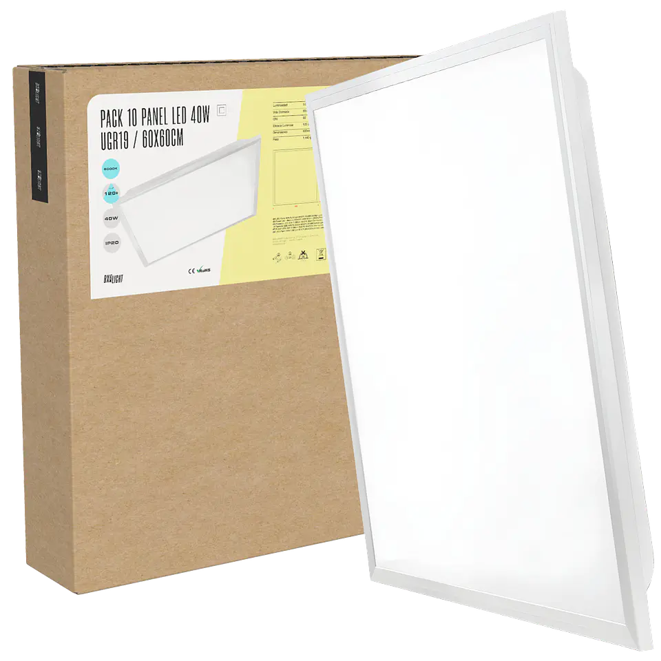 Pacote 10 Painel LED 40W 5.000Lm 6000ÂºK 60x60Cm Alto LÃºmen UGR19 60.000H [BX3-LP-40W-U19-CW] 1