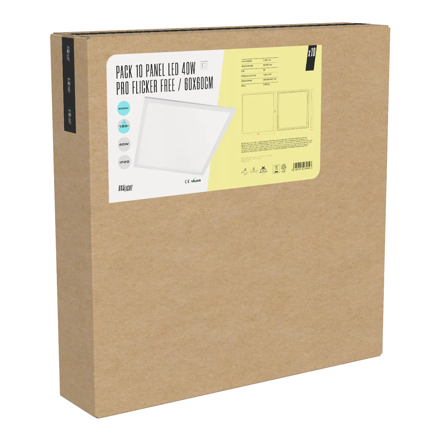 Pacote 10 Painel LED 40W 3.600Lm 4000ÂºK 60x60Cm PRO Sem cintilaÃ§Ã£o 60.000H [BX3-LPT-59540WLIFUDW] 2