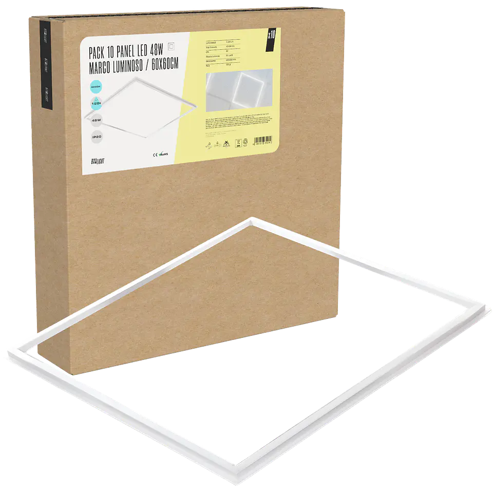Pacote 10 Painel LED 48W 4.320Lm 6000ÂºK 60x60Cm Moldura Luminosa 40.000H [BX3-LPF-6060-48W-CW] 1