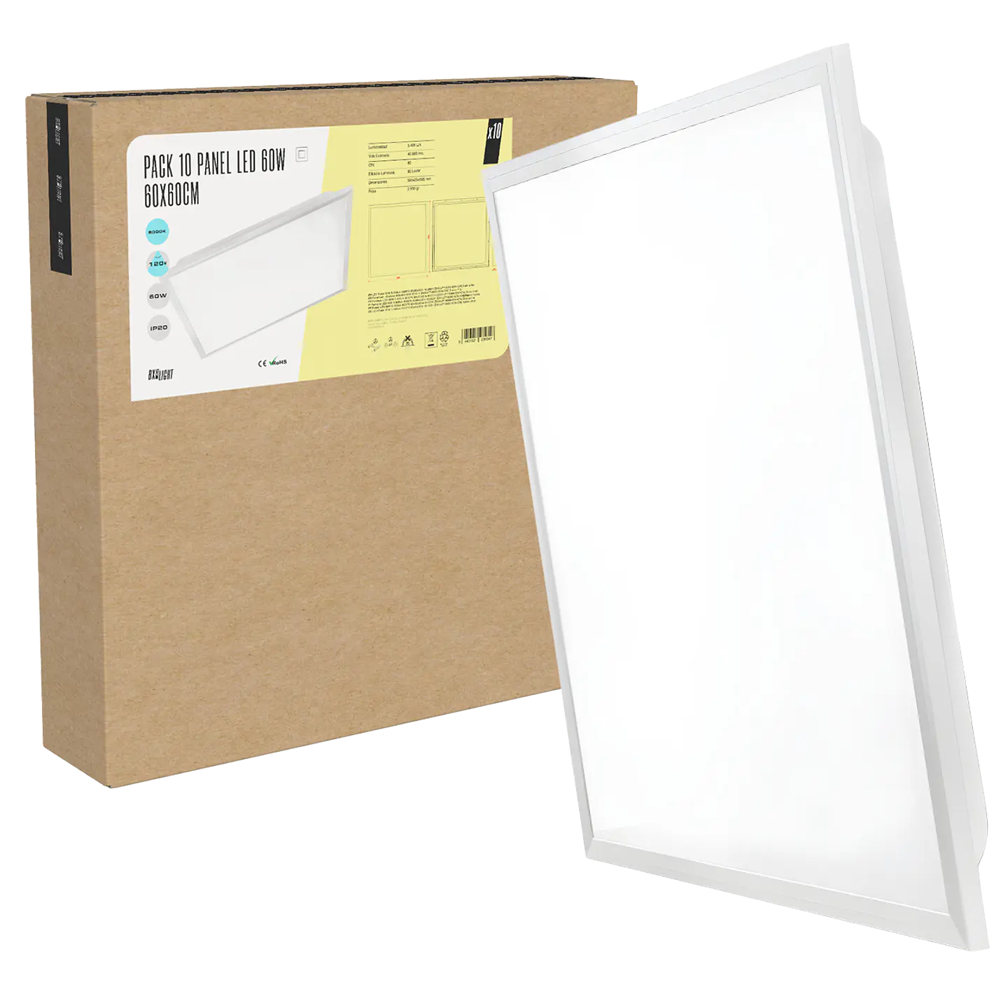 Pacote 10 Painel LED 60W 5.400Lm 6000ÂºK 60x60x3Cm 40.000H [BX3-LPT-6060-60W-CW] 1