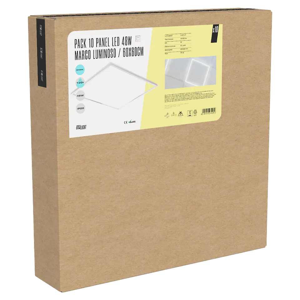 Pacote 10 Painel LED 48W 4.320Lm 6000ÂºK 60x60Cm Moldura Luminosa 40.000H [BX3-LPF-6060-48W-CW] 2