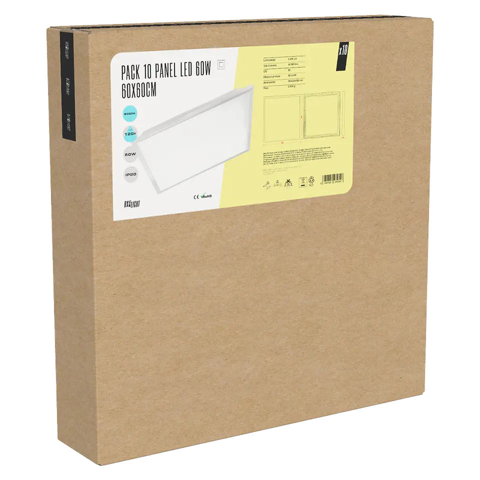 Pacote 10 Painel LED 60W 5.400Lm 6000ÂºK 60x60x3Cm 40.000H [BX3-LPT-6060-60W-CW] 2