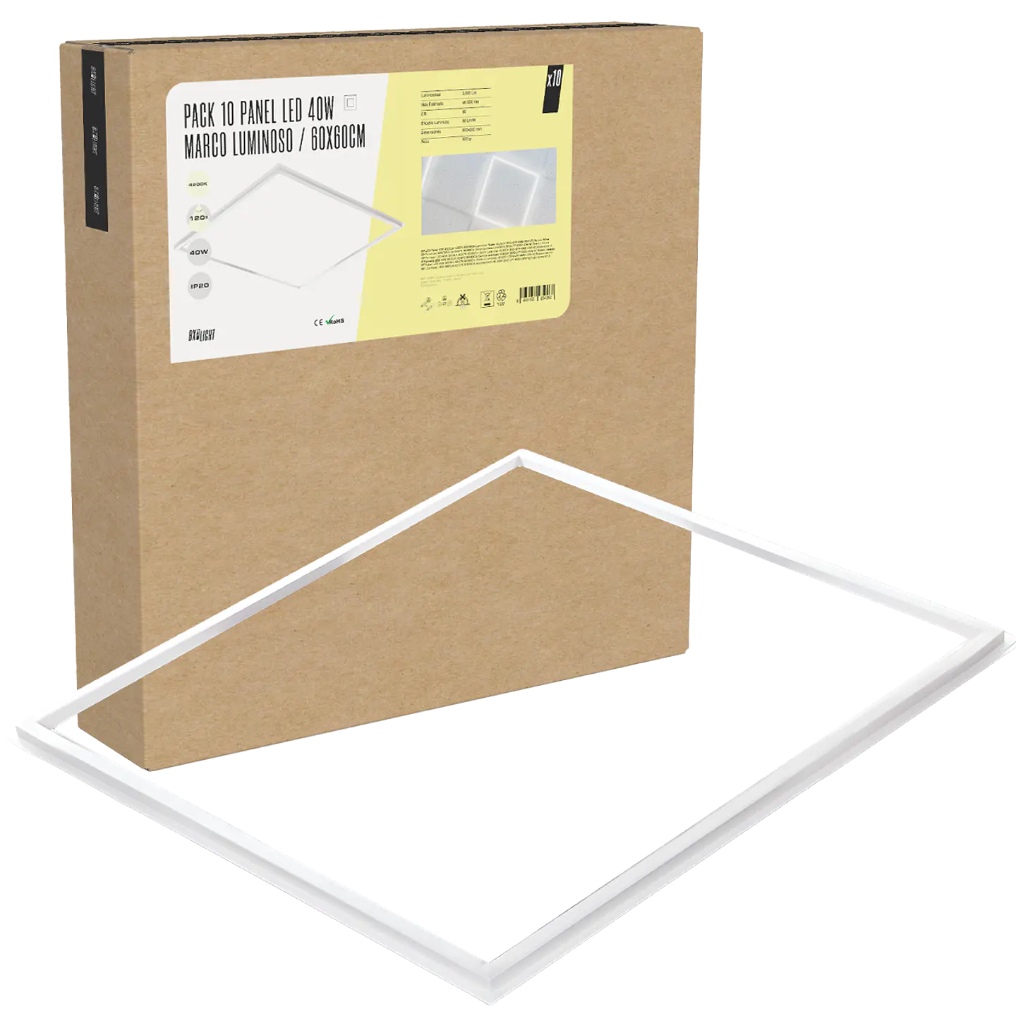 Pacote 10 Painel LED 40W 3.600Lm 6000ÂºK 60X60Cm Moldura Luminosa 40.000H [BX3-LPF-6060-40W-CW] 1