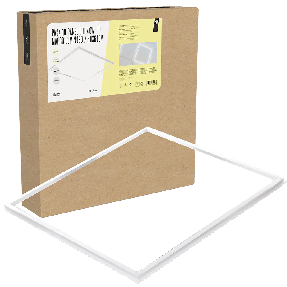 Pacote 10 Painel LED 40W 3.600Lm 6000ÂºK 60X60Cm Moldura Luminosa 40.000H [BX3-LPF-6060-40W-CW] 1