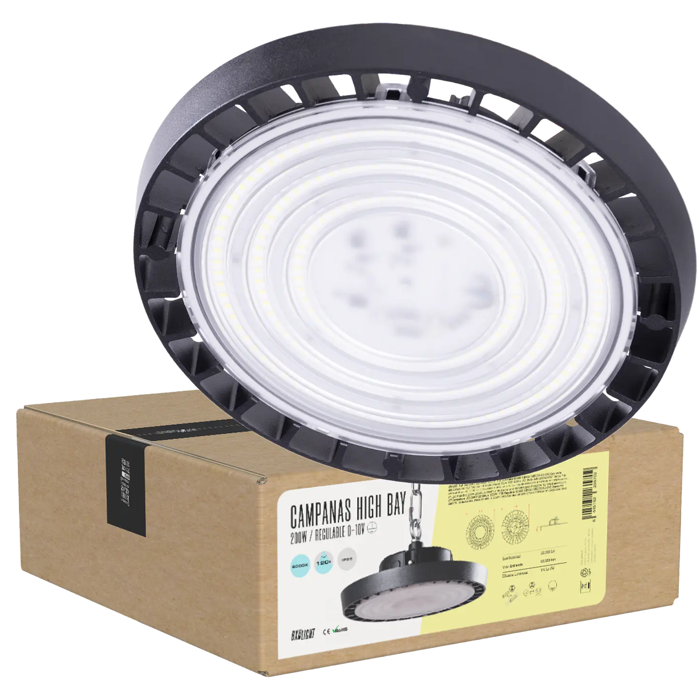 CampÃ¢nula LED 200W 22.000Lm 6000ÂºK IP65 RegulÃ¡vel 60.000H [BX3-HVB200W-N2-CW] 1