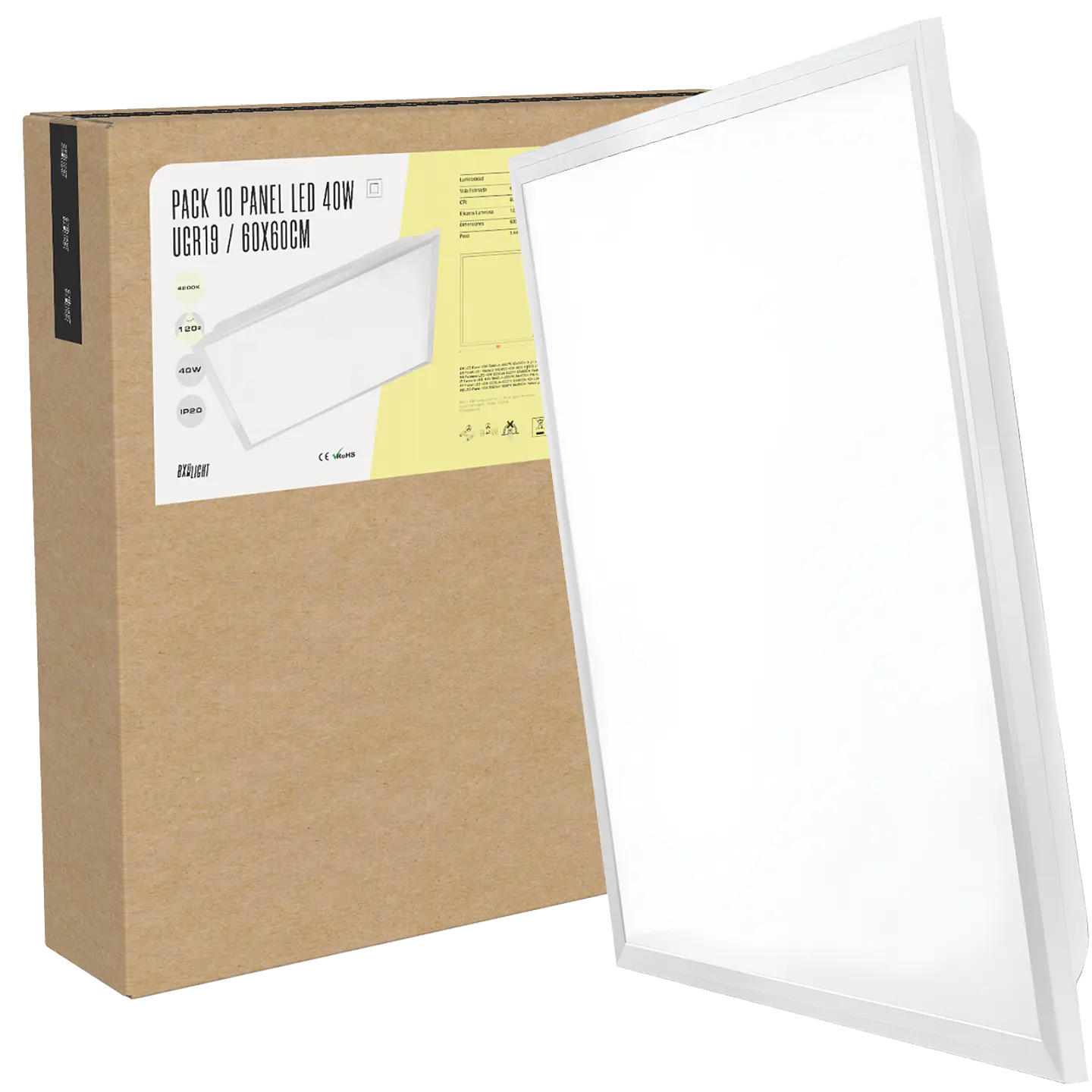 Pacote 10 Painel LED 40W 5000Lm 4200ÂºK 60x60Cm Alto LÃºmen UGR19 60.000H [BX3-LP-40W-U19-W] 9