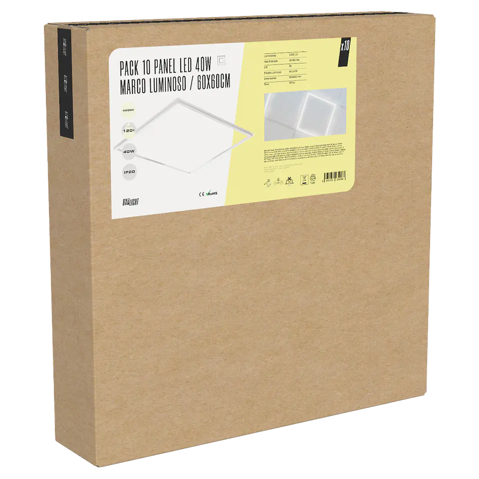 Pacote 10 Painel LED 40W 3600Lm 4200ÂºK 60X60Cm Moldura Luminosa 40.000H [BX3-LPF-6060-40W-W] 2