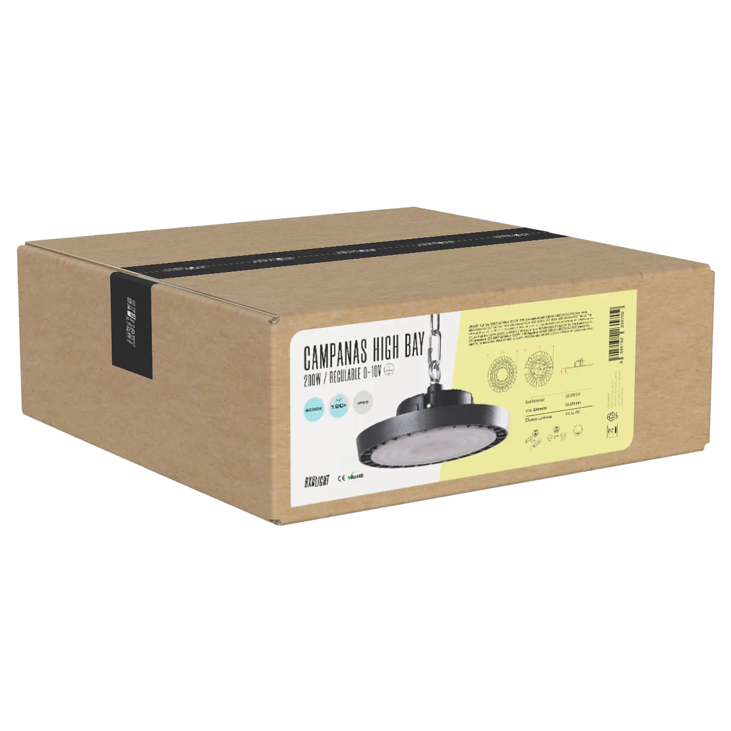 CampÃ¢nula LED 200W 22.000Lm 6000ÂºK IP65 RegulÃ¡vel 60.000H [BX3-HVB200W-N2-CW] 2