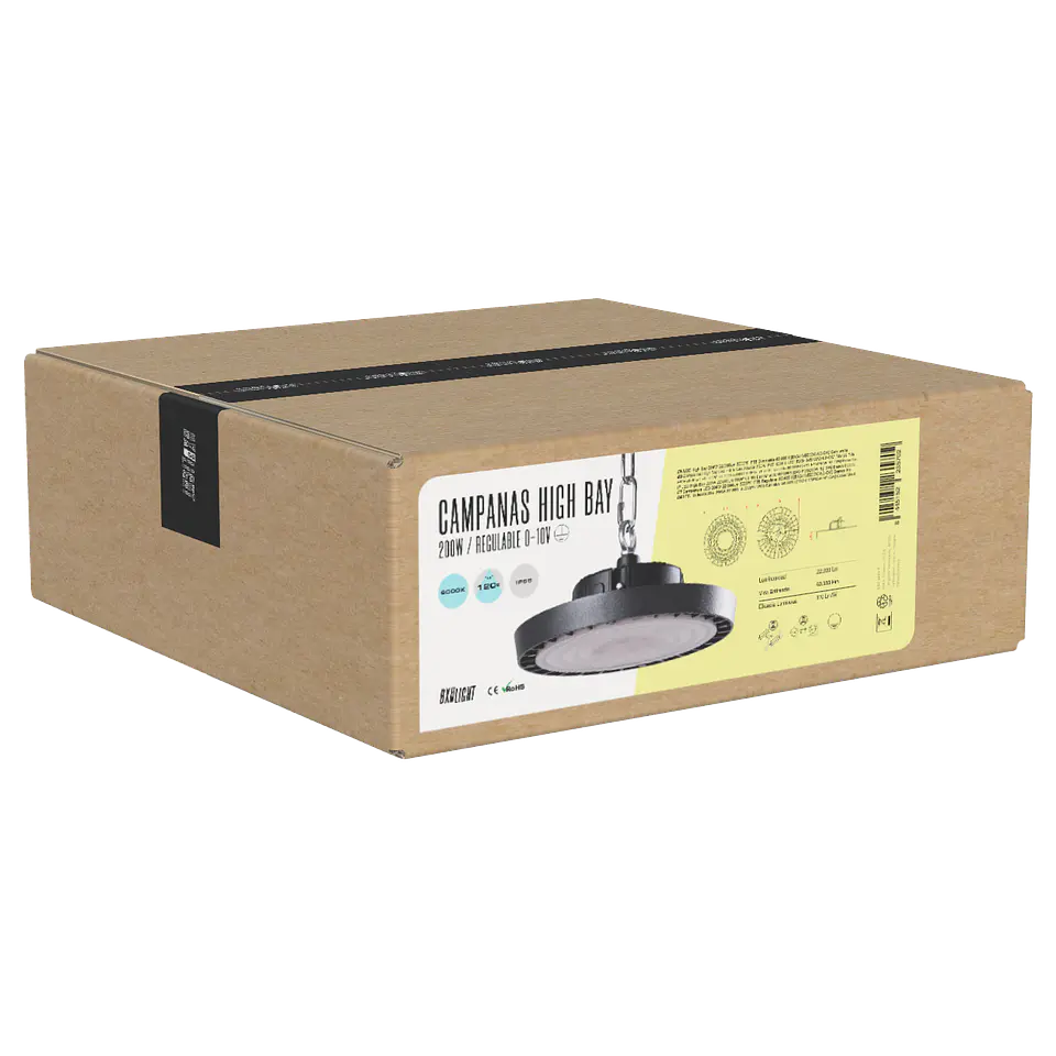 CampÃ¢nula LED 200W 22.000Lm 6000ÂºK IP65 RegulÃ¡vel 60.000H [BX3-HVB200W-N2-CW] 2
