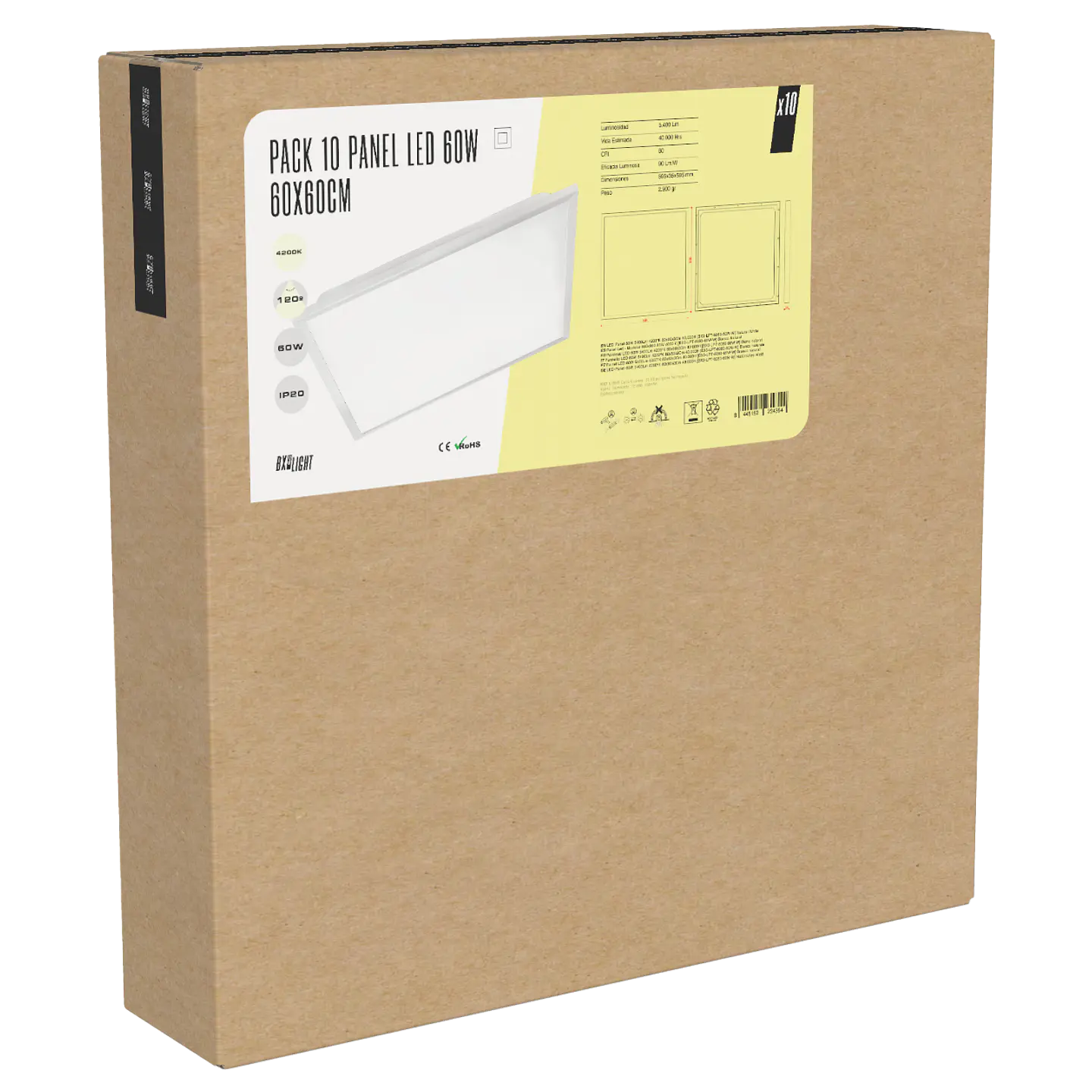 Pacote 10 Painel LED 60W 5.400Lm 6000ÂºK 60x60x3Cm 40.000H [BX3-LPT-6060-60W-CW] 9