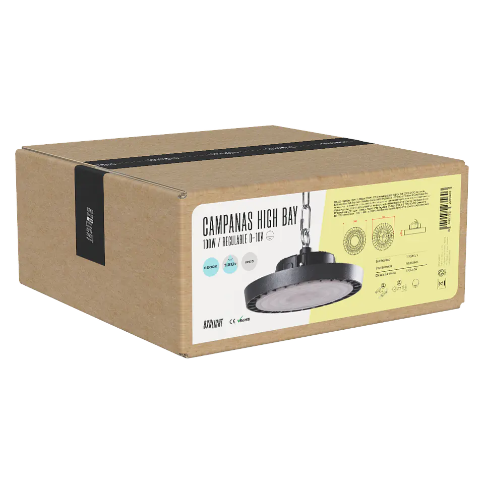 CampÃ¢nula LED 100W 11.000Lm 6000ÂºK IP65 RegulÃ¡vel 60.000H [BX3-HVB100W-N2-CW] 2