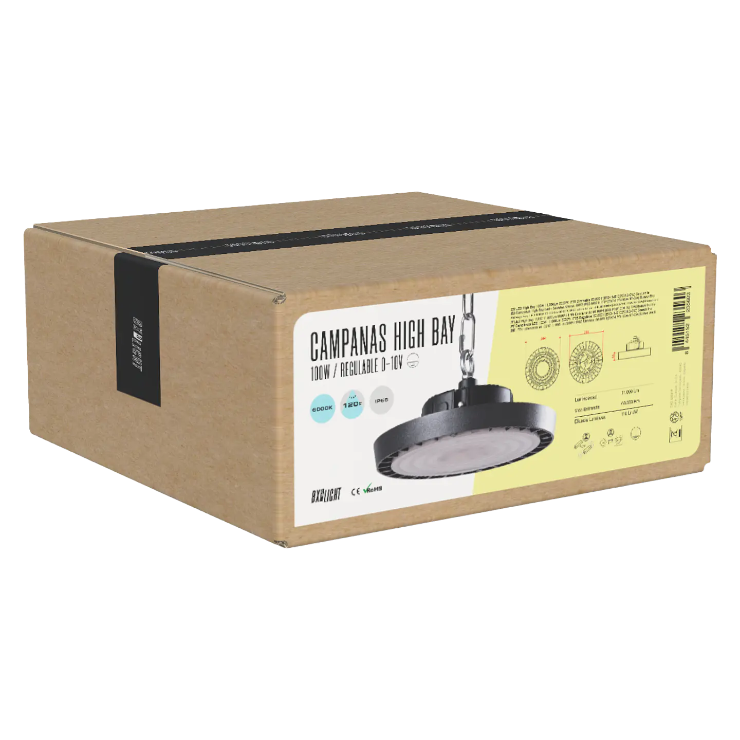 CampÃ¢nula LED 100W 11.000Lm 4000ÂºK IP65 RegulÃ¡vel 60.000H [BX3-HVB100W-N2-W] 2