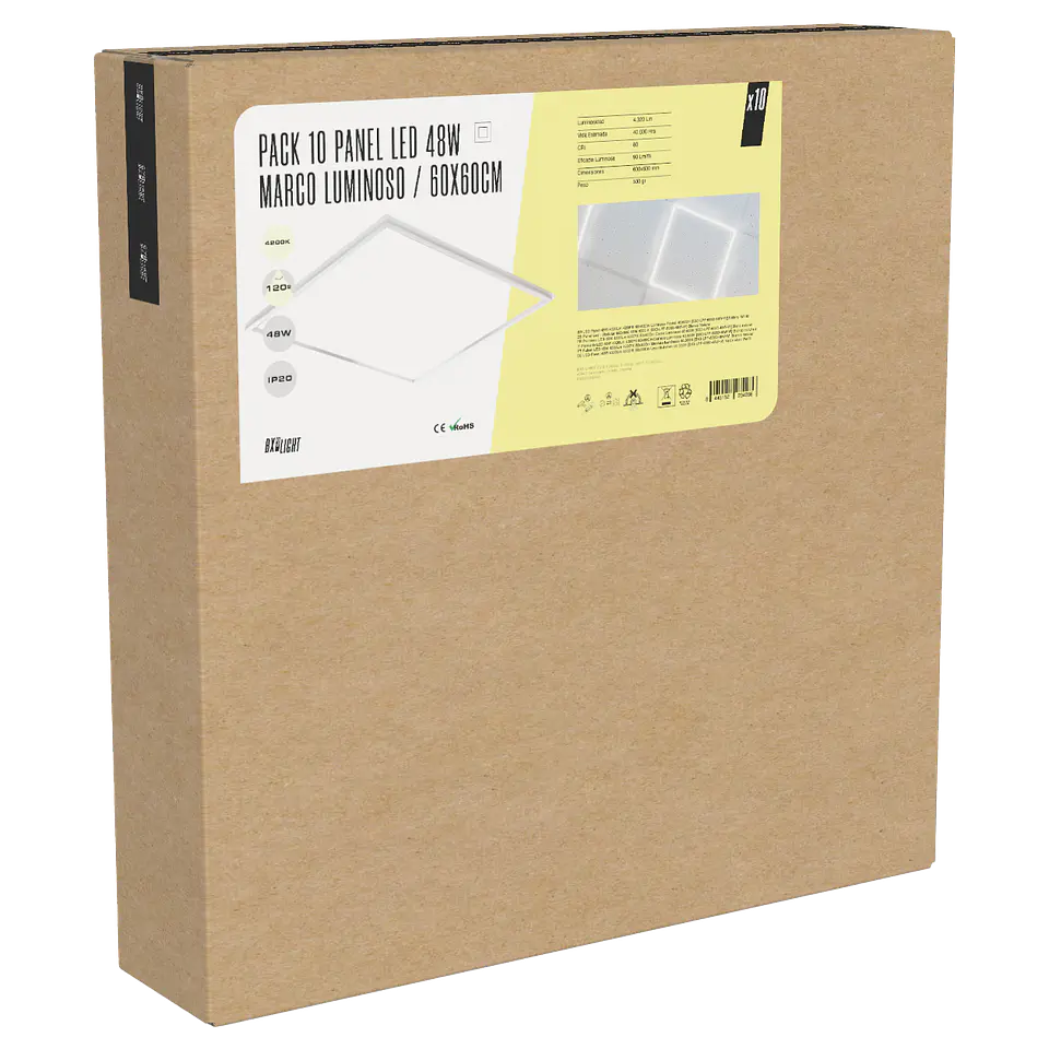 Pacote 10 Painel LED 48W 4.320Lm 6000ÂºK 60x60Cm Moldura Luminosa 40.000H [BX3-LPF-6060-48W-CW] 11