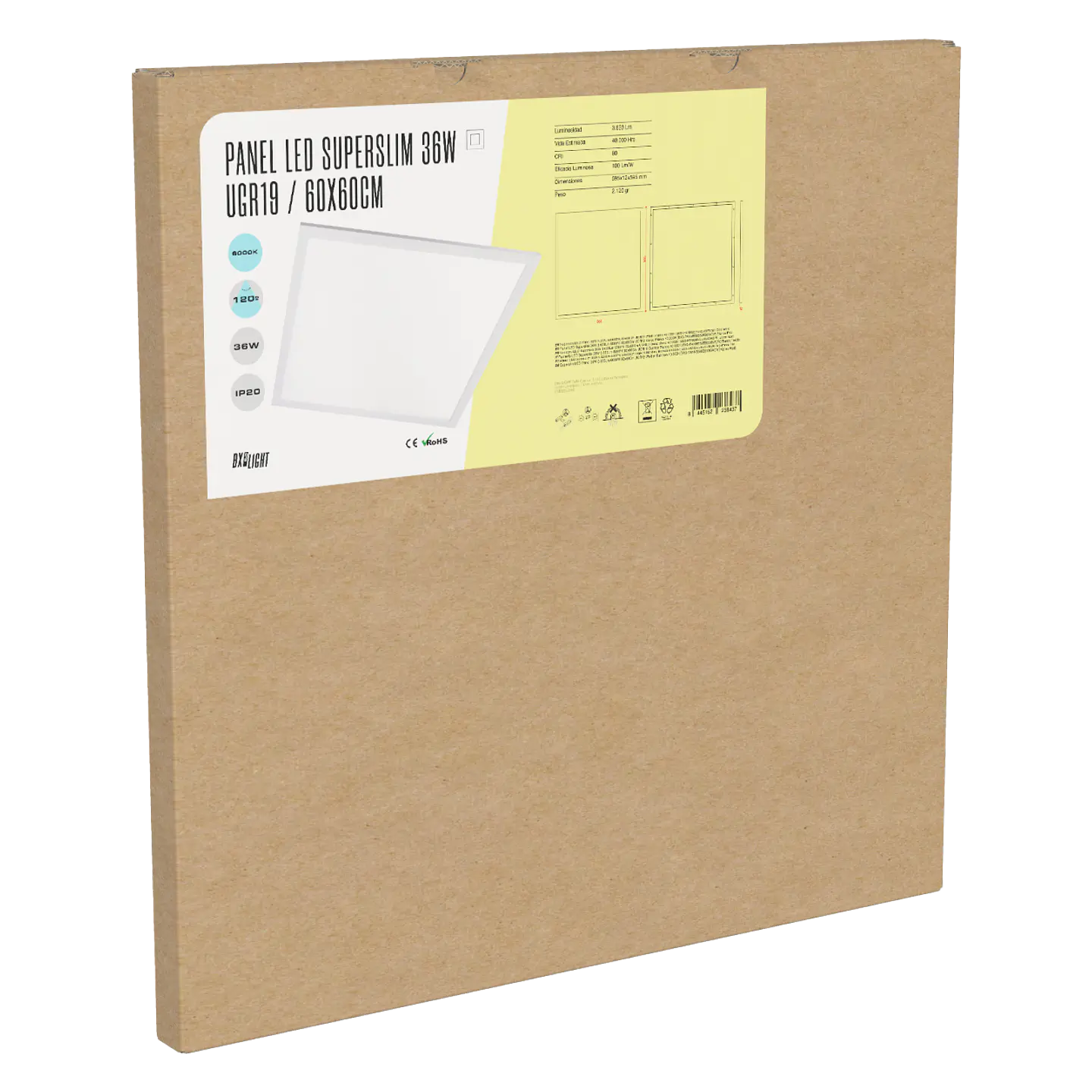 Painel LED Superslim 36W 3623Lm 4200ÂºK 60x60Cm UGR19 Moldura Branca 40.000H [BX3-PANMB59559536W-W] 2