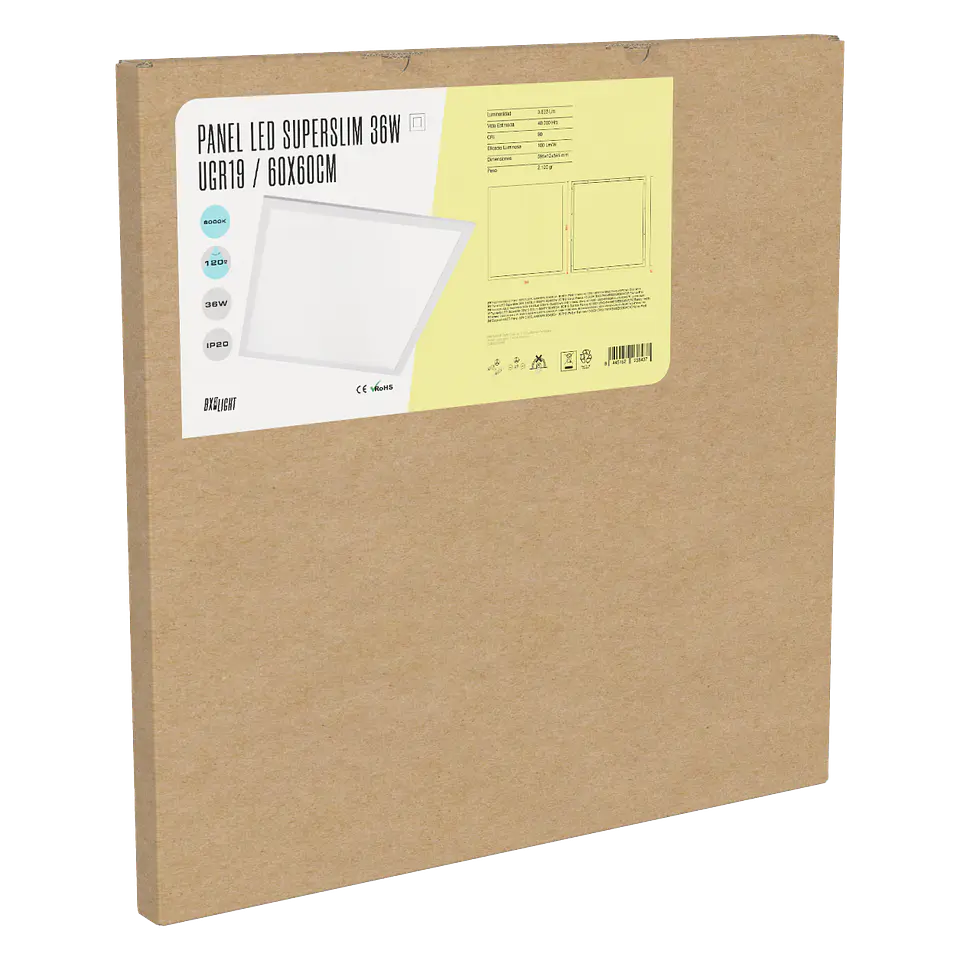 Painel LED Superslim 36W 3623Lm 4200ÂºK 60x60Cm UGR19 Moldura Branca 40.000H [BX3-PANMB59559536W-W] 2