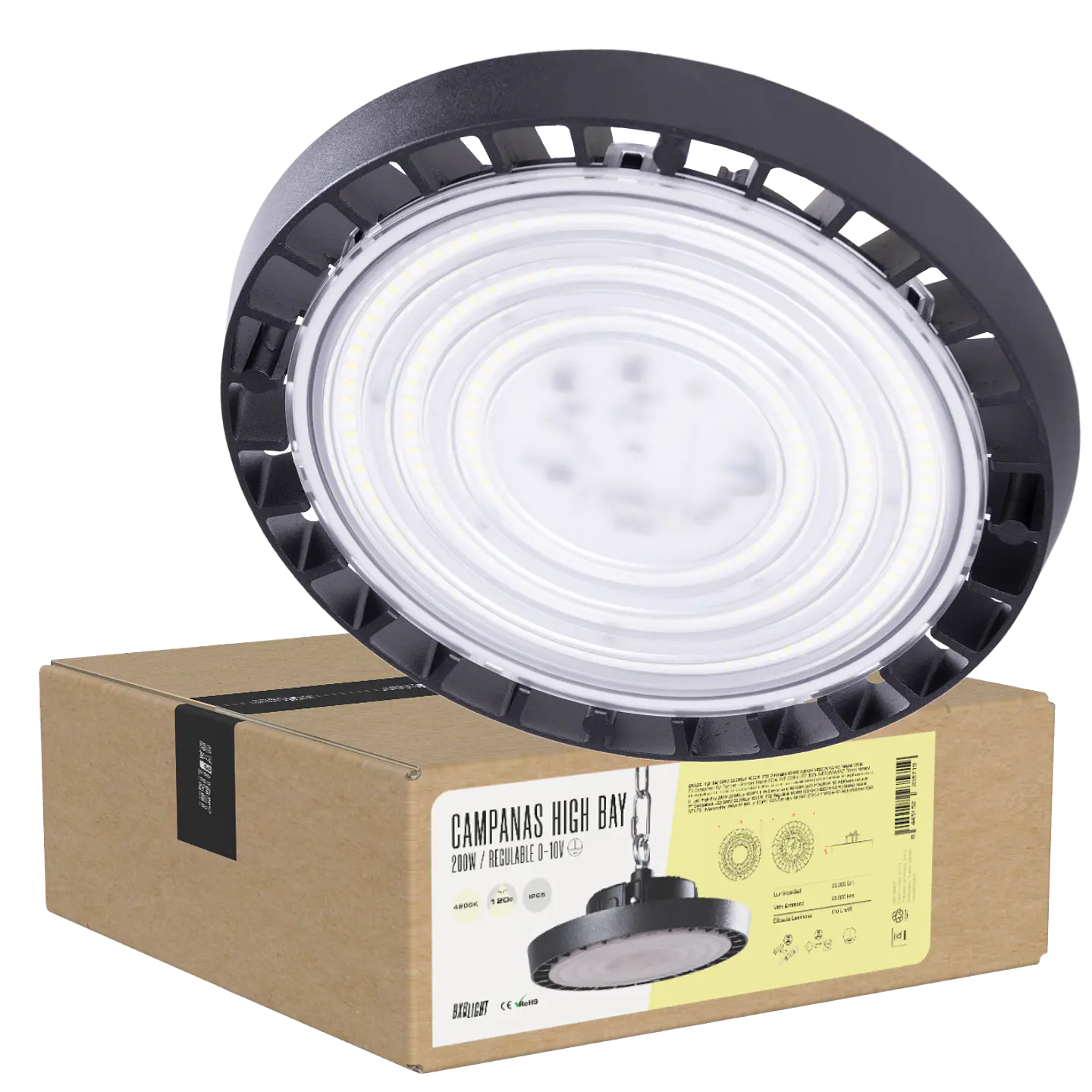 CampÃ¢nula LED 200W 22.000Lm 4000ÂºK IP65 RegulÃ¡vel 60.000H [BX3-HVB200W-N2-W] 8