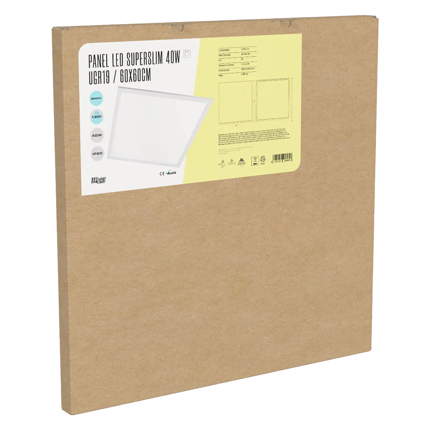 Painel LED Superslim 40W 4500Lm 4200ÂºK 60x60Cm UGR19 40.000H [BX3-PL-595-40-W] 2