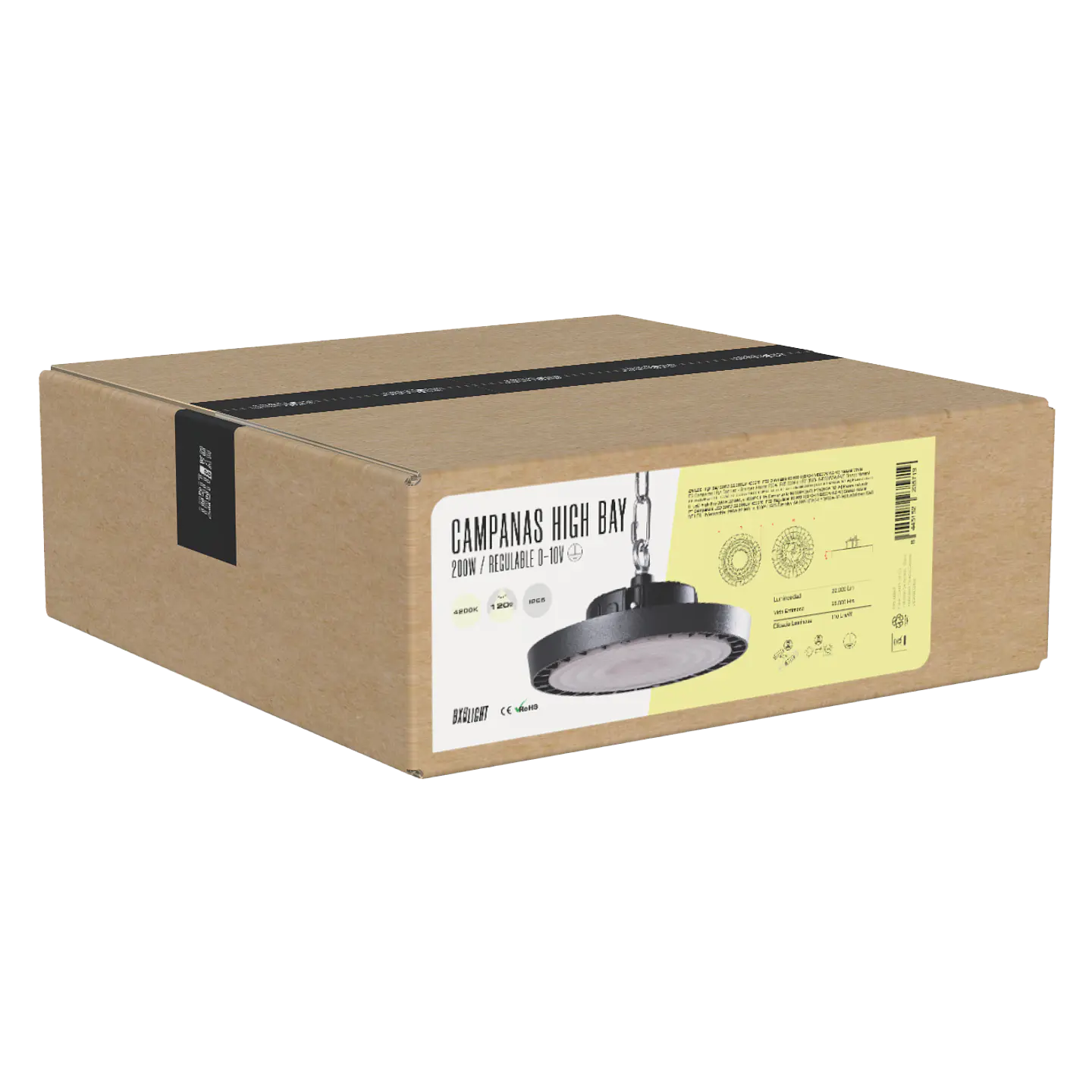 CampÃ¢nula LED 200W 22.000Lm 6000ÂºK IP65 RegulÃ¡vel 60.000H [BX3-HVB200W-N2-CW] 9