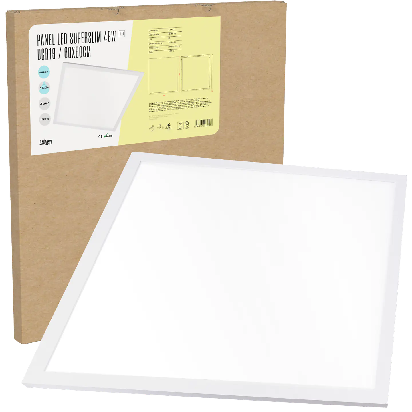 Painel LED Superslim 48W 4.800Lm 6000ÂºK 60x60Cm UGR19 40.000H [BX3-PL-595-48-CW] 1