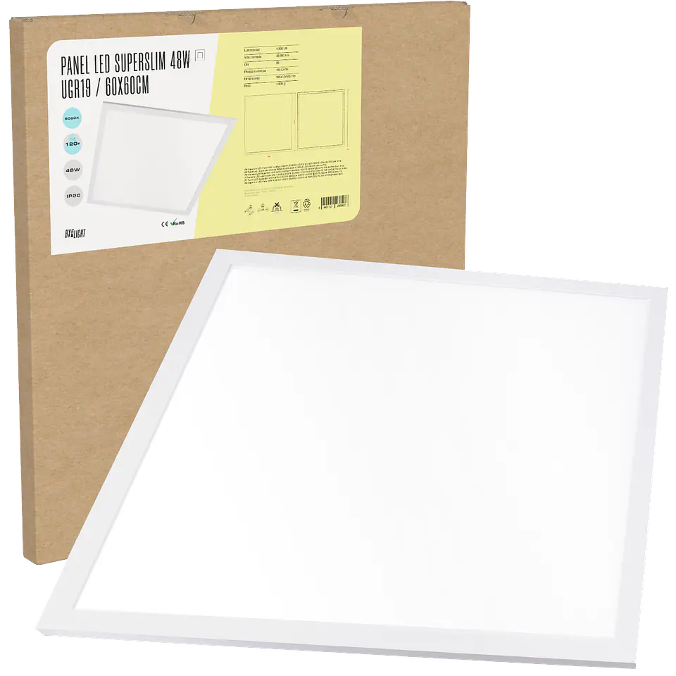 Painel LED Superslim 48W 4800Lm 4200ÂºK 60x60Cm UGR19 40.000H [BX3-PL-595-48-W] 1
