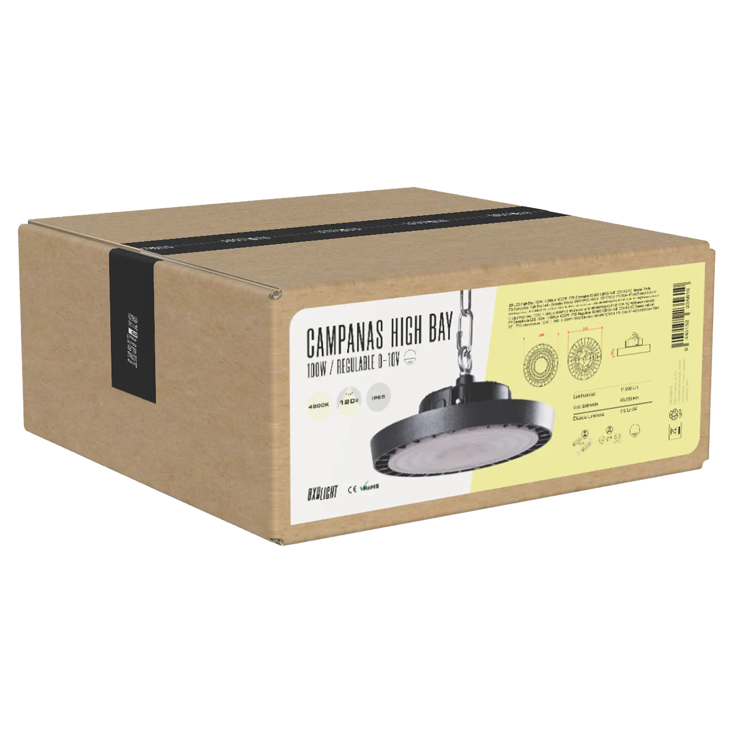 CampÃ¢nula LED 100W 11.000Lm 4000ÂºK IP65 RegulÃ¡vel 60.000H [BX3-HVB100W-N2-W] 9