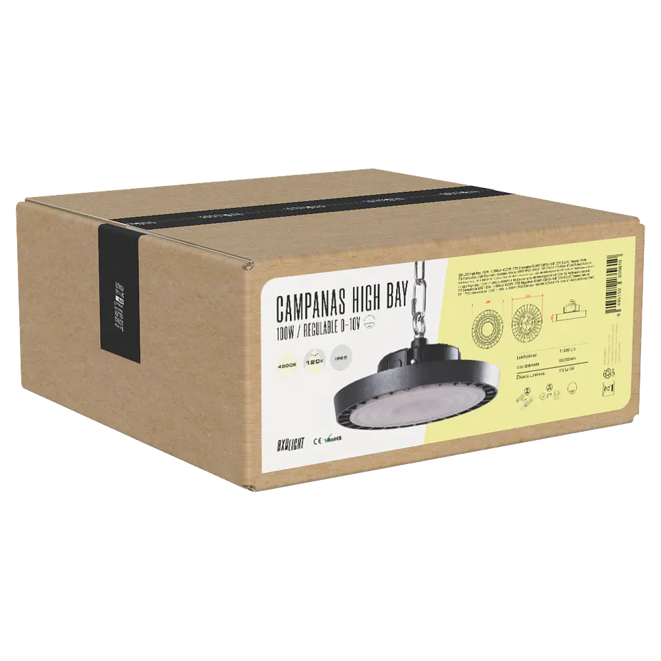 CampÃ¢nula LED 100W 11.000Lm 6000ÂºK IP65 RegulÃ¡vel 60.000H [BX3-HVB100W-N2-CW] 9