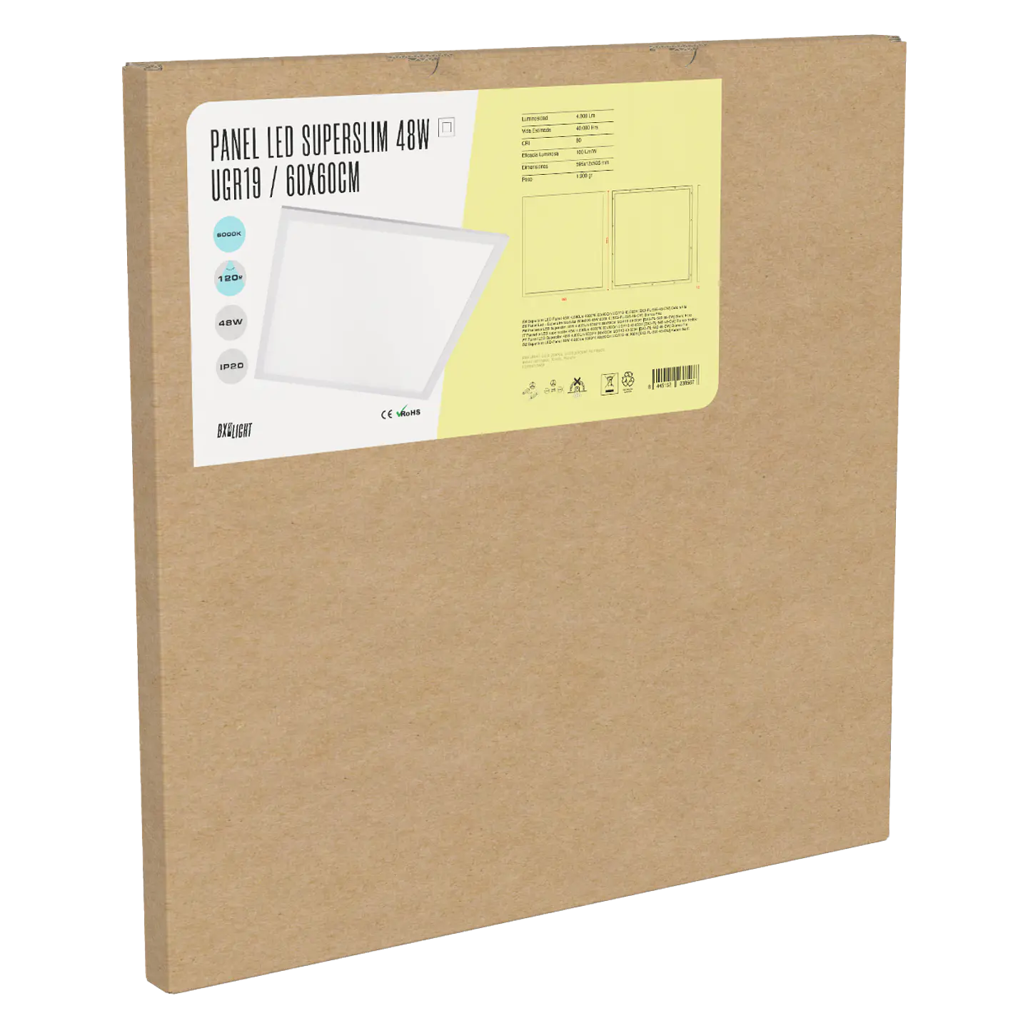 Painel LED Superslim 48W 4800Lm 4200ÂºK 60x60Cm UGR19 40.000H [BX3-PL-595-48-W] 2