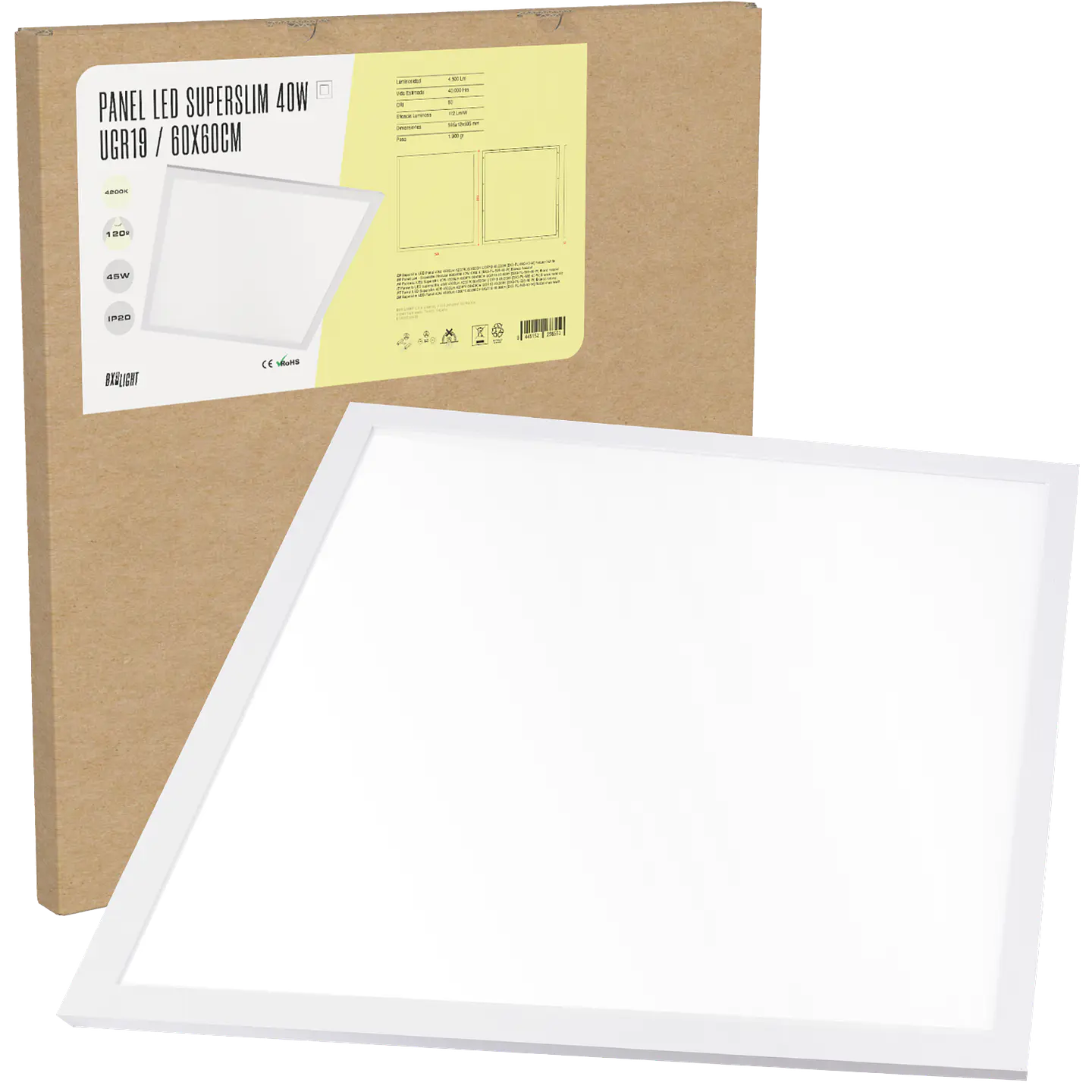 Painel LED Superslim 40W 4500Lm 4200ÂºK 60x60Cm UGR19 40.000H [BX3-PL-595-40-W] 9