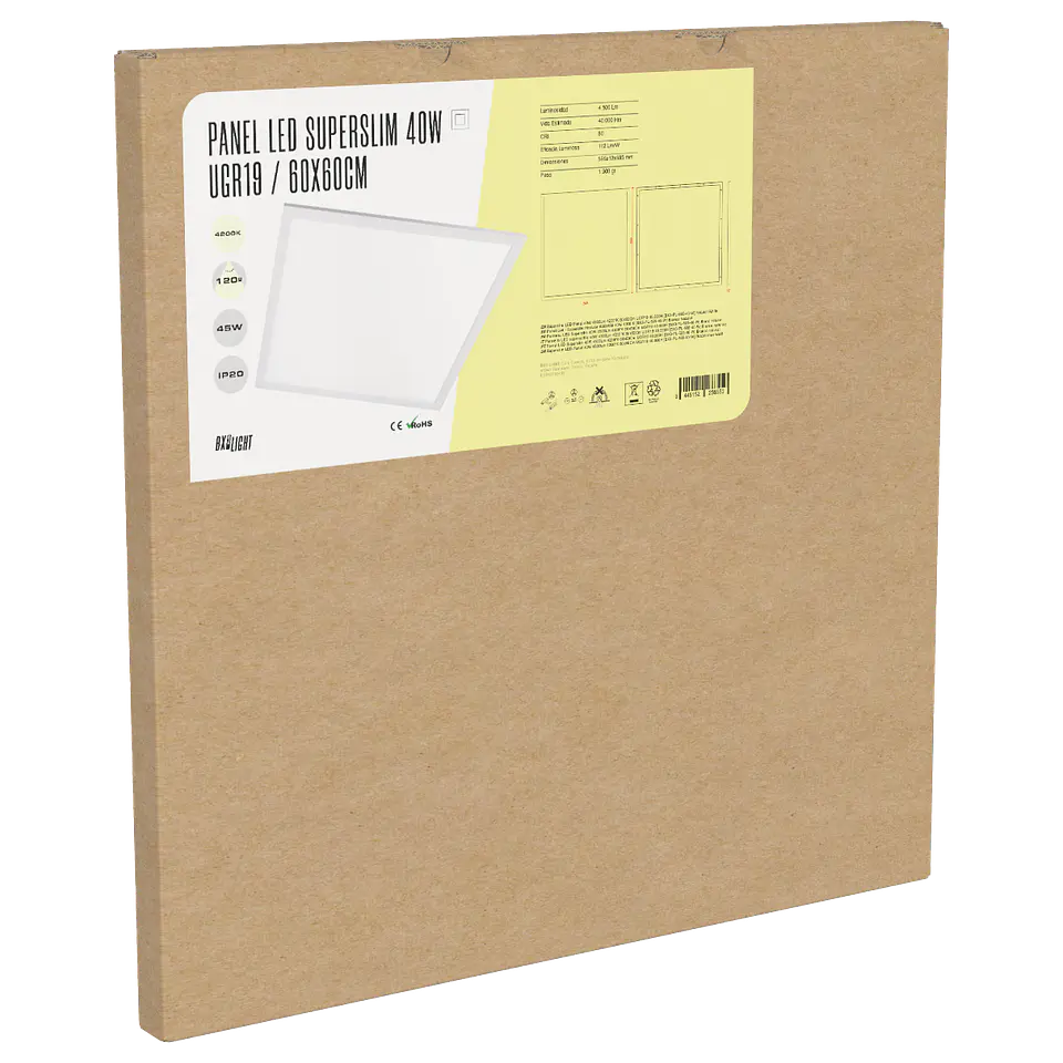 Painel LED Superslim 40W 4.500Lm 6000ÂºK 60x60Cm UGR19 40.000H [BX3-595-40-CW] 10