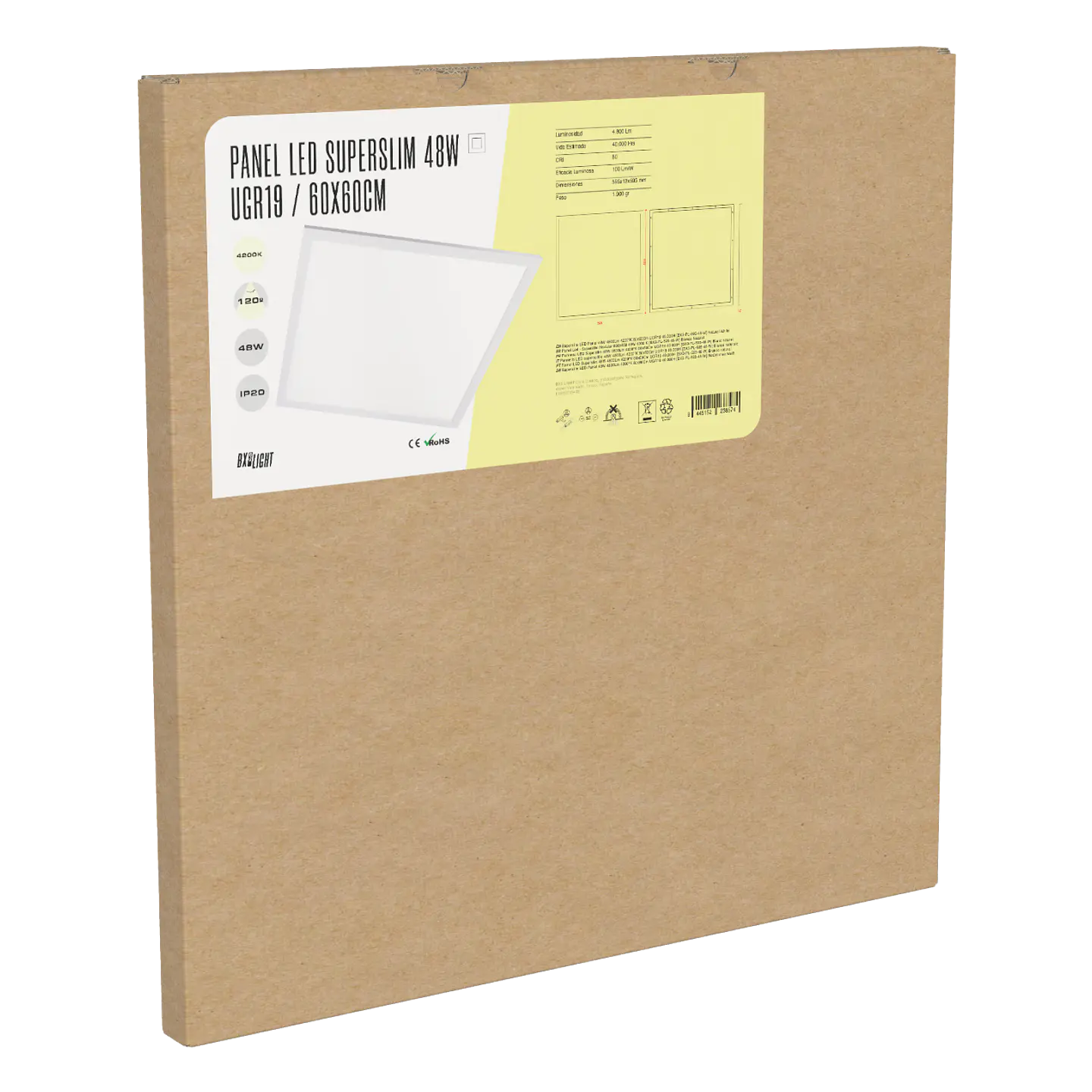 Painel LED Superslim 48W 4.800Lm 6000ÂºK 60x60Cm UGR19 40.000H [BX3-PL-595-48-CW] 10