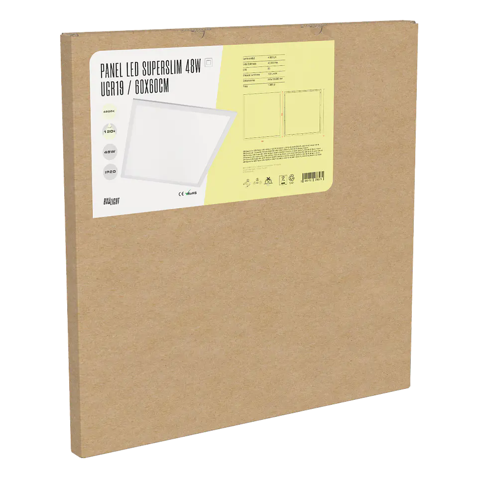 Painel LED Superslim 48W 4.800Lm 6000ÂºK 60x60Cm UGR19 40.000H [BX3-PL-595-48-CW] 10