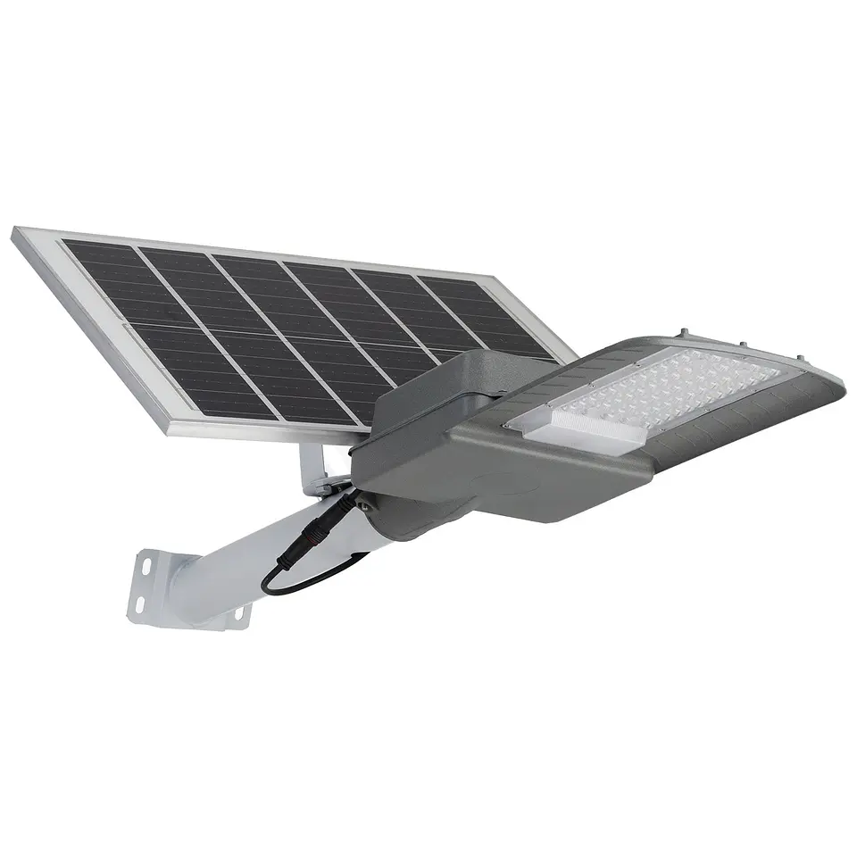Luz de rua solar LED 100W 5000K Painel 6V 25W Bateria 20Ah Sensor crepuscular / Controle Remoto 2