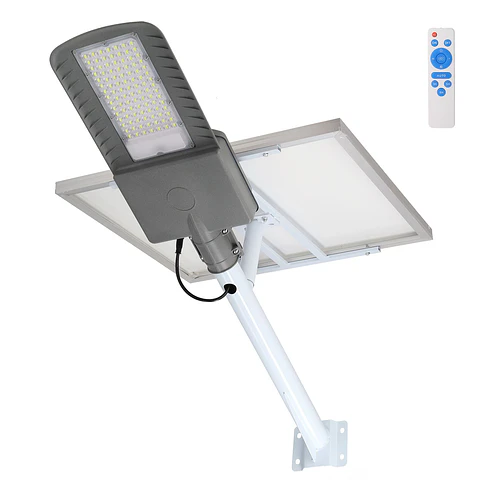 Luz de rua solar LED 300W 5000K Painel 6V 45W Bateria 42Ah Sensor crepuscular / Controle Remoto