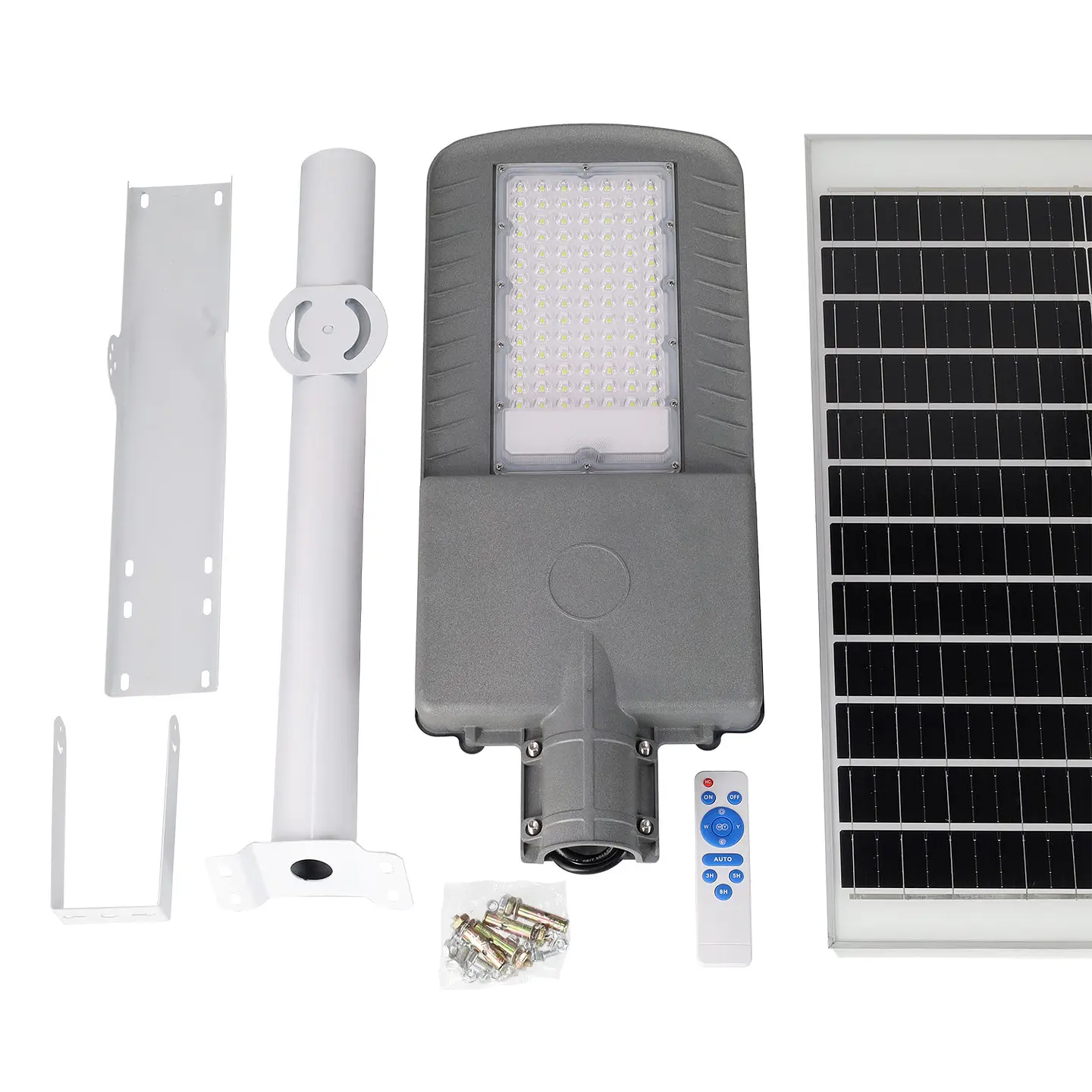 Luz de rua solar LED 200W 5000K Painel 6V 30W Bateria 28Ah Sensor crepuscular / Controle Remoto 6
