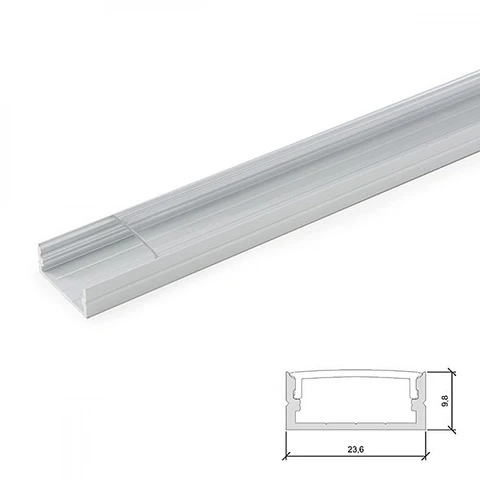 Perfil Aluminio Para A Tira LED Led Em Dobro - Difusor Transparente X 2M