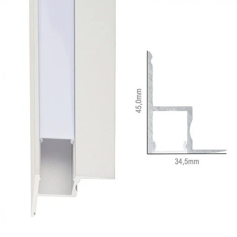 Perfil Aluminio Para A Tira LED Led Instalaçao Tetos Difusor Leitoso X 1M