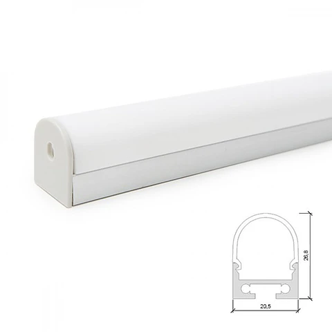 Perfil Aluminio Curvado Para A Tira LED Led Teto/SuspensÃ£o Difusor Leitoso Lle-Alp027 X 2M