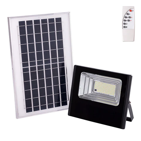 Holofote LED solar 65W 4000K Painel: Bateria 6V/8W: Controle remoto 3,2V/5000MaH [HO-SOLARFL-65W-01-W]