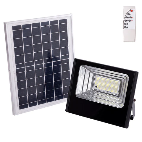 Holofote LED solar 100W 6500K Painel: 6V/12W Bateria: 3,2V/8000MaH Controle remoto [HO-SOLARFL-100W-01]