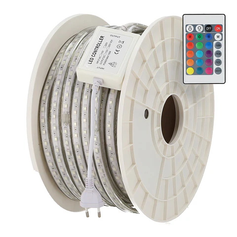 Fita de LED Flexivel 14,4W/M 220VAC 60 LEDs/M SMD5050 IP65 RGB 50 metros