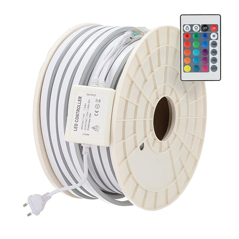 Fita LED Flexivel 12W/m 230VCA 80 LEDs/m SMD3535 22lm/LED IP65 50 metros RGB