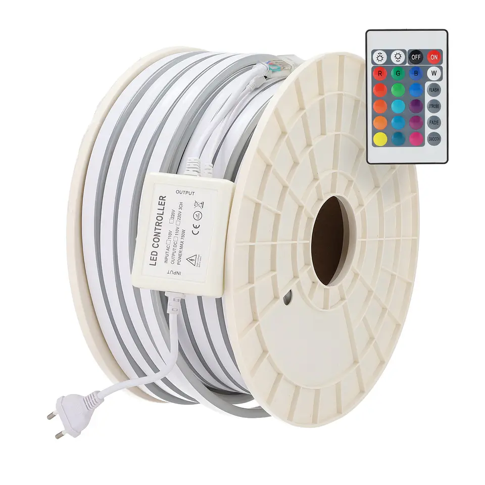 Fita LED flexÃ­vel 12W/m 230VCA 80 LEDs/m SMD3535 22lm/LED IP65 50 metros RGB 1