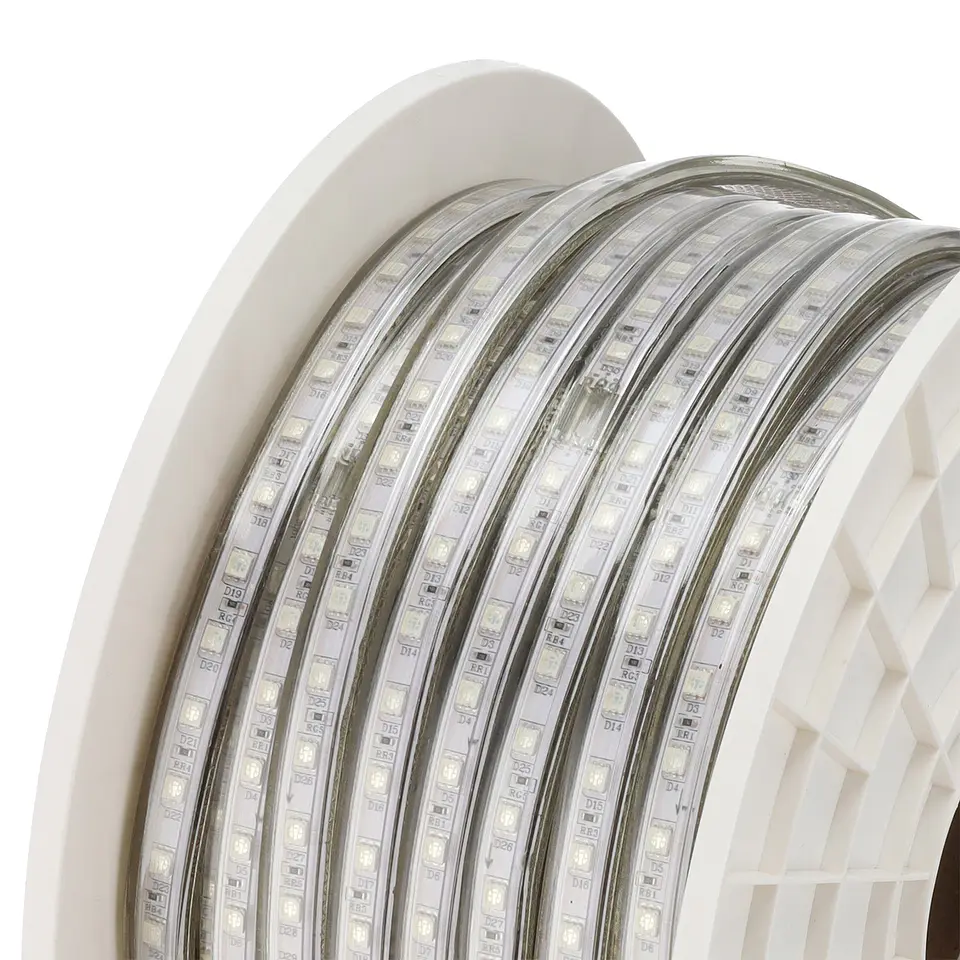 Fita de LED flexÃ­vel 14,4W/M 220VAC 60 LEDs/M SMD5050 IP65 RGB 50 metros 3