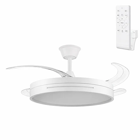 Ventilador DC branco com funÃ§Ã£o verÃ£o-inverno, 59 W, 6980 lÃºmens, 3500-4000-6500 K.