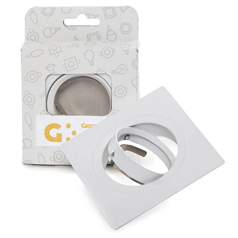 Anel Downlight InclinÃ¡vel Quadrado Aluminio Branco83/83Mm Caixa Personalizada