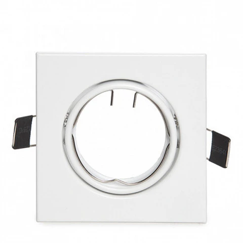 Anel Downlight Inclinavel Quadrado Aluminio Branco83/83Mm