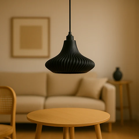 Candeeiro Pendente "Vita" Preto/Rosquinho Preto/Cabo Preto